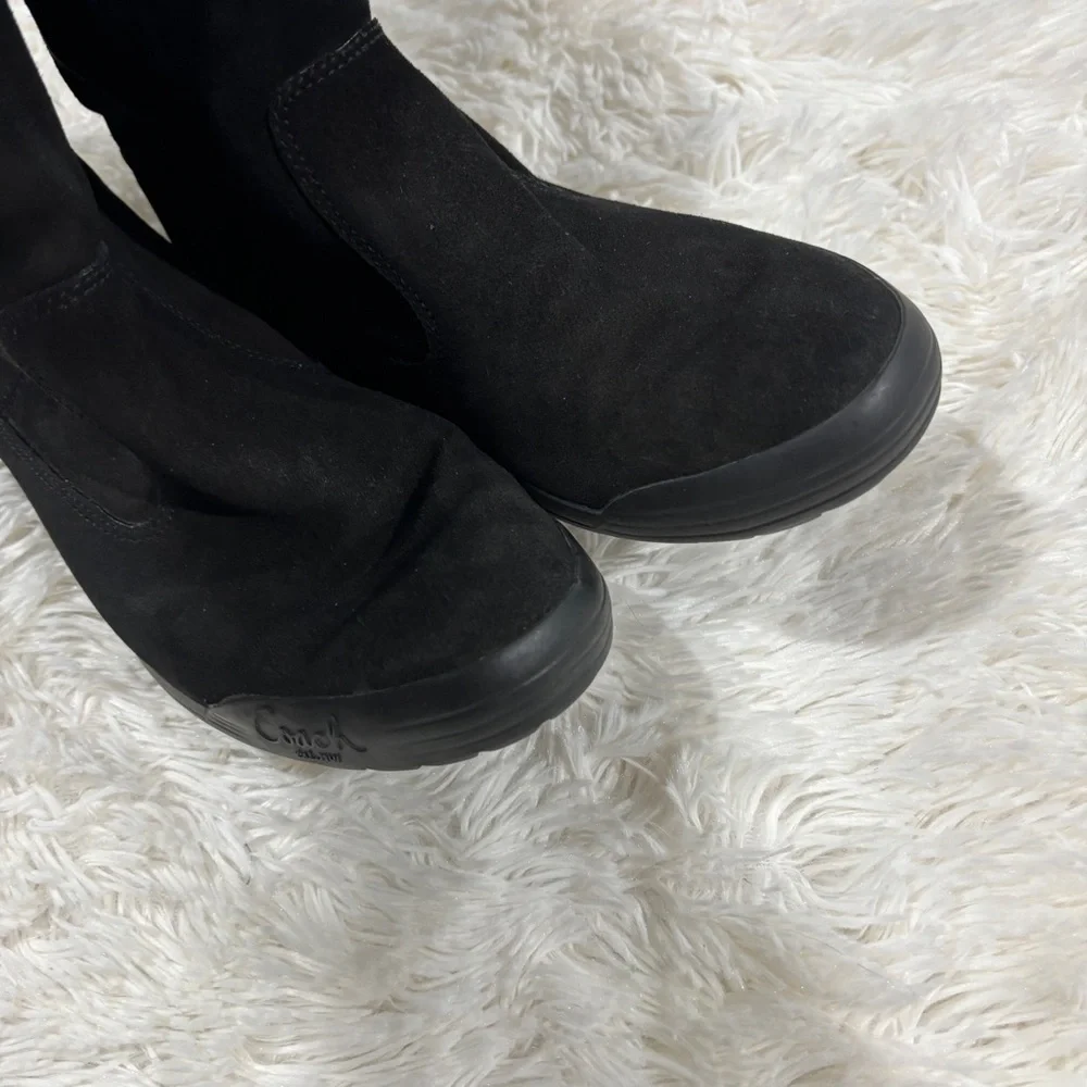 Coach Tatum Black Wool & Suede Leather Winter Boots Size 7.5 - Picture 4 of 10